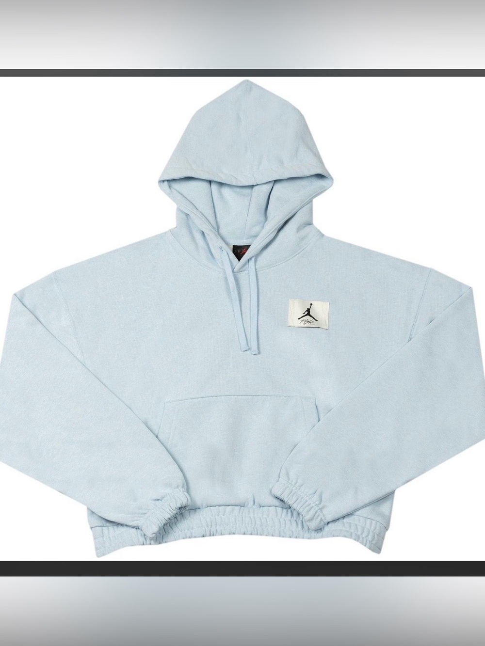 Jordan Light Blue Crewneck Hoodie with Small Logo Patch